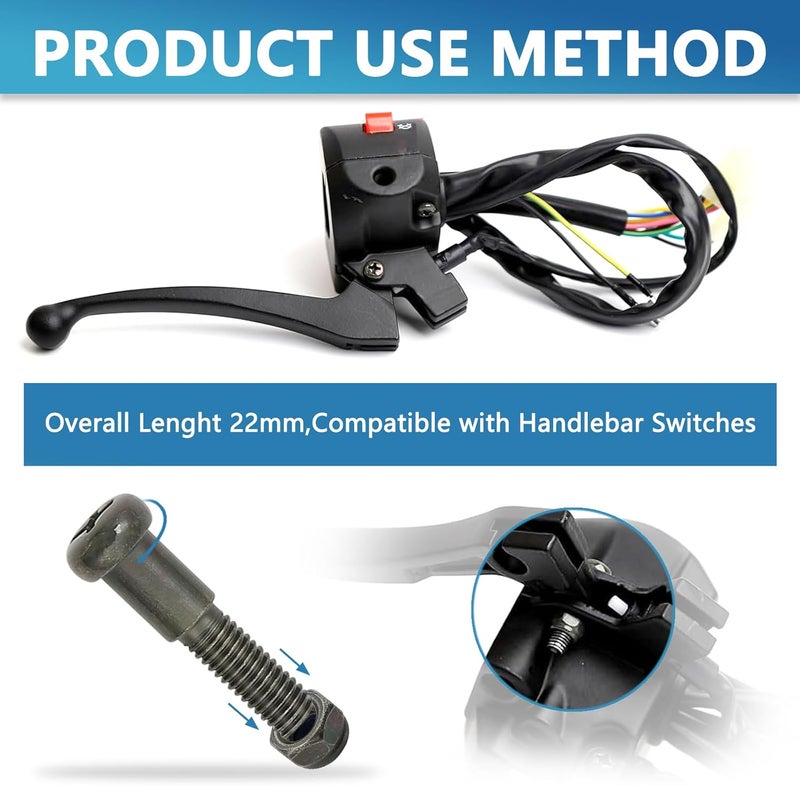Minho Motorcycle Handlebar Lever Pivot Bolt in Low Carbon Steel Material,M8 Flat Phillips Head,M5 Threading,Overall Lenght 22mm for Handlebar Combination Switches, Pack of 10 - Image 4